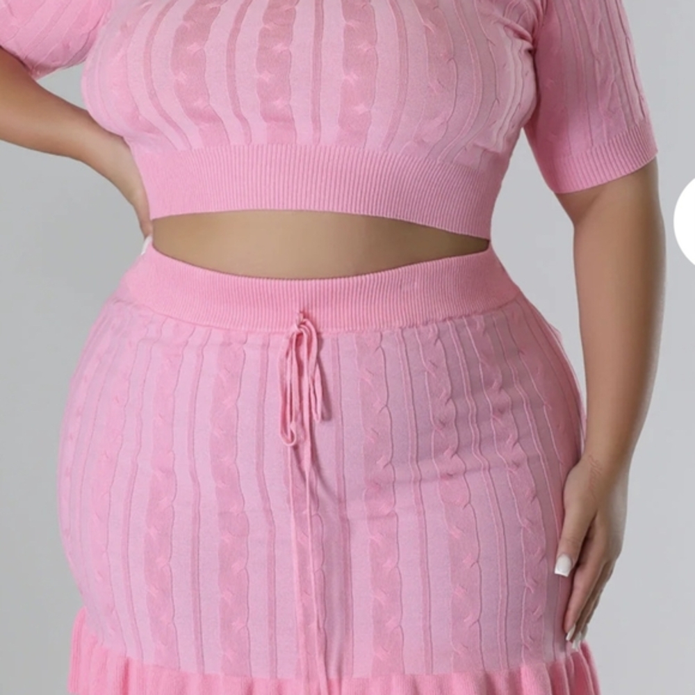 Pink Midi Skirt Set